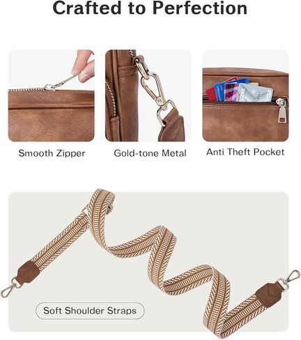 CHOLISS Small Crossbody Bags for Women, Leather Purses Designer Shoulder Handbags w/Adjustable Wide Strap Credit Card Slots in Kuwait