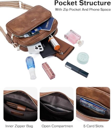 CHOLISS Small Crossbody Bags for Women, Leather Purses Designer Shoulder Handbags w/Adjustable Wide Strap Credit Card Slots in Kuwait