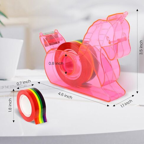 مكتب موزع الشريط، موزع الشريط الصغير مع شريط إعادة تعبئة قوس قزح، موزع الشريط الوردي، موزع شريط واشي، حامل شريط سطح المكتب لطيف وحيد القرن للحرف اليدوية المكتبية والمكتبية in Kuwait