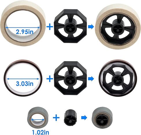 بكرة لاصقة لموزع شريط سطح المكتب (تناسب 1 بوصة و3 بوصة)، لشريط التقنيع، وشريط نقل الحرارة، وشريط الرسامين، وشريط الفريزر وشريط المطبخ (وردي) in Kuwait