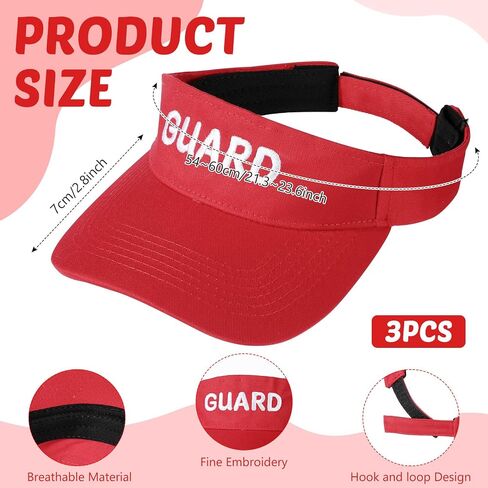 9 Pcs Guard Accessories Set, Includes 3 Red Guard Fanny Pack with Adjustable Strap Zipper Pouch, 3 Guard Whistle with Lanyard, 3 Sun Visor Hats for Men and Women in Saudi Arabia