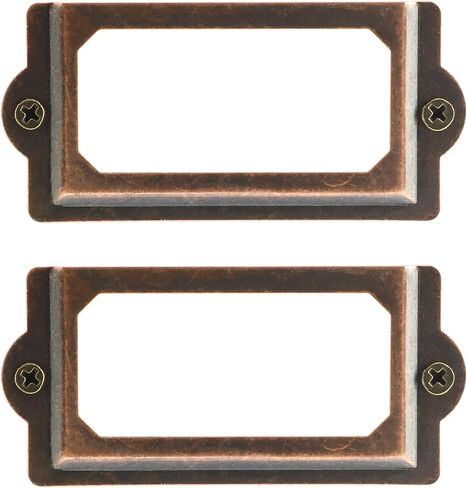 Heyous 24PCS 70 x 33mm Metal Label Pull Frame Handle File Name Card Holder with Mounting Screws for Furniture Cabinet Drawer Box Case Bin Red Bronze in Saudi Arabia