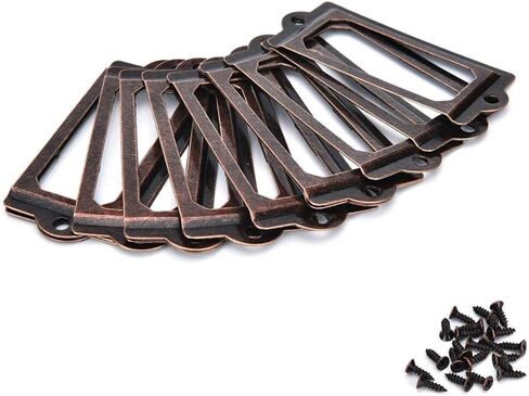 Heyous 24PCS 70 x 33mm Metal Label Pull Frame Handle File Name Card Holder with Mounting Screws for Furniture Cabinet Drawer Box Case Bin Red Bronze in Saudi Arabia