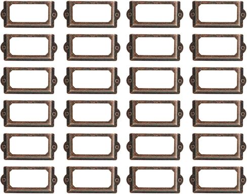 Heyous 24PCS 70 x 33mm Metal Label Pull Frame Handle File Name Card Holder with Mounting Screws for Furniture Cabinet Drawer Box Case Bin Red Bronze in Saudi Arabia