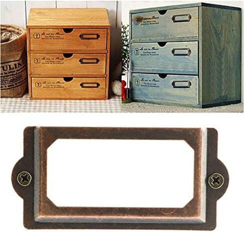 Heyous 24PCS 70 x 33mm Metal Label Pull Frame Handle File Name Card Holder with Mounting Screws for Furniture Cabinet Drawer Box Case Bin Red Bronze in Saudi Arabia