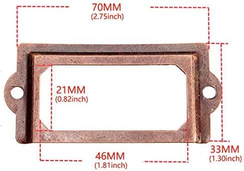 Heyous 24PCS 70 x 33mm Metal Label Pull Frame Handle File Name Card Holder with Mounting Screws for Furniture Cabinet Drawer Box Case Bin Red Bronze in Saudi Arabia