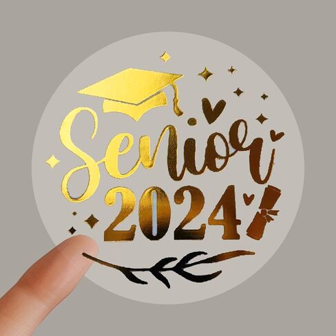 100 x Graduation Stickers Class of 2024 Transparent Gold Foil Grad Favor Label Class of 2024 Envelope Seals Graduation Invitations College High School Graduate Senior 2024 Stickers 1.6" (Class-2024) in Saudi Arabia