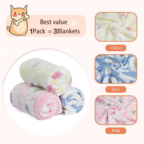 1 Pack 3 Colors 23" x 15.5" Small Blanket Soft Warm Fleece Throw Blanket Pet Kitten Blanket Fleece Puppy Blanket Cushion Ultra Light Comfortable Soft Warm Sleep Mat in Saudi Arabia