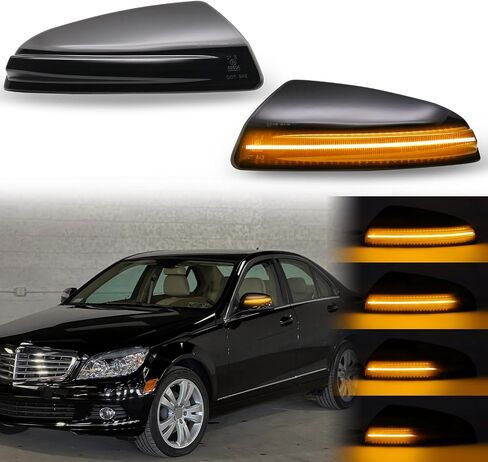 Side Mirror Turn Signal LED Lights Compatible with C250 Sedan/C300/C350/ C63 AMG/C63 AMG Sedan/W164 ML300/ML320/ML350/ML 63 AMG/ML500 2008-2015 Dynmaic Sequential Blinker Lamp (Clear) in Saudi Arabia