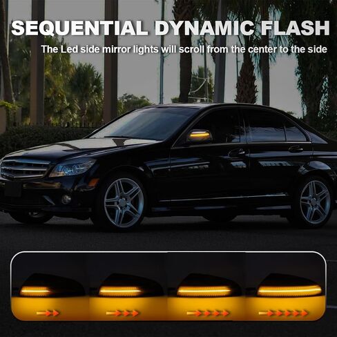 Side Mirror Turn Signal LED Lights Compatible with C250 Sedan/C300/C350/ C63 AMG/C63 AMG Sedan/W164 ML300/ML320/ML350/ML 63 AMG/ML500 2008-2015 Dynmaic Sequential Blinker Lamp (Clear) in Saudi Arabia
