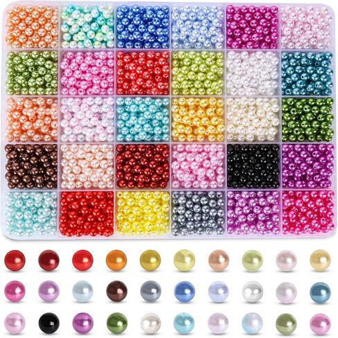 FUTUREPLUSX 2,400PCS 0.4cm/0.6cm/0.8cm/ 1cm/1.2cm Loose Pearls Beads, Faux Pearl with Holes Beads for Crafts Jewelry Making Assorted Size Filler Beads for Crafting Bracelet Necklace Earrings （Ivory） in Saudi Arabia