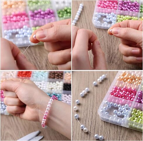FUTUREPLUSX 2,400PCS 0.4cm/0.6cm/0.8cm/ 1cm/1.2cm Loose Pearls Beads, Faux Pearl with Holes Beads for Crafts Jewelry Making Assorted Size Filler Beads for Crafting Bracelet Necklace Earrings （Ivory） in Saudi Arabia