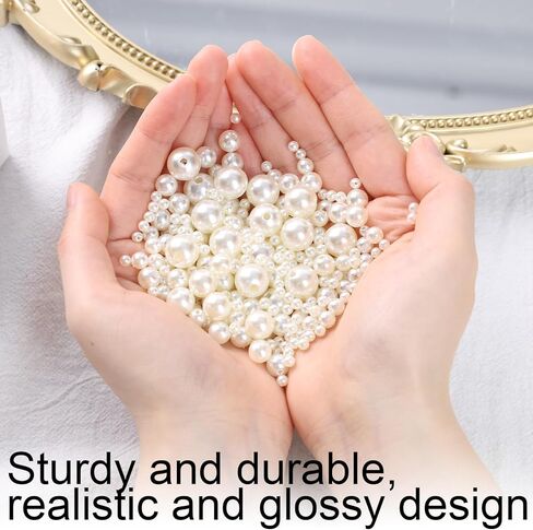 FUTUREPLUSX 2,400PCS 0.4cm/0.6cm/0.8cm/ 1cm/1.2cm Loose Pearls Beads, Faux Pearl with Holes Beads for Crafts Jewelry Making Assorted Size Filler Beads for Crafting Bracelet Necklace Earrings （Ivory） in Saudi Arabia
