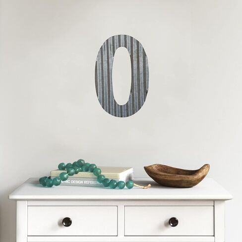 COLLECTIVE HOME - 12" Metal Letter Wall Decor, Galvanized Steel Numbers, Rustic Hanging Decor Symbols, Corrugated Metal Decoration, House Number (A) in Kuwait