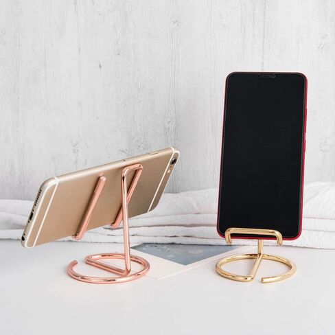 Cell Phone Iron Stand Holder, Rose Gold Universal Portable Tablets Holder, Compatible with All Mobile Phones by HubHnb (Golden) in Saudi Arabia
