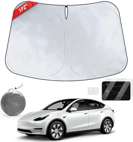 1PZ MO3-CYE Folding Windshield Sunshade Replacement for Tesla Model Y Model 3 Model X Model S Folding Front Window SunShade Double Layer UV Protection Heat Protection Visor in Saudi Arabia
