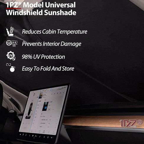 1PZ MO3-CYE Folding Windshield Sunshade Replacement for Tesla Model Y Model 3 Model X Model S Folding Front Window SunShade Double Layer UV Protection Heat Protection Visor in Saudi Arabia