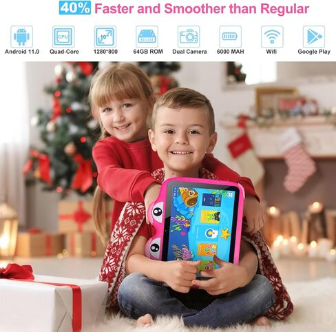 Kids Tablet 10.1 Inches Tablet for Kids, Android 11 64GB Tablets for Kids with Case, Google Play, YouTube, Dual Camera, WiFi, Bluetooth, Apps Pre-Installed, Education, Parent Control (Blue) in Saudi Arabia
