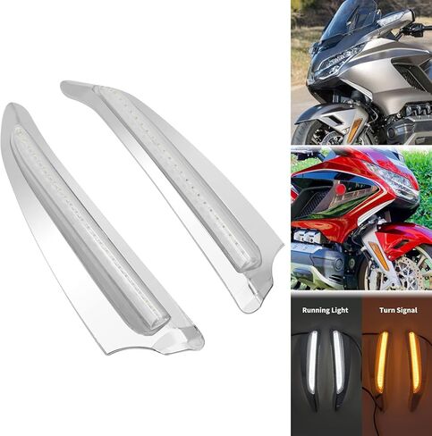 YHMTIVTU دراجة نارية الجبهة مضاءة تنفيس زخرفة LED بدوره إشارة صالح لهوندا GL1800 الذهب الجناح 2018-2021 كروم in Kuwait