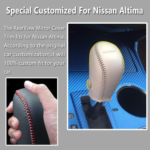 Gear Shift Knob Cover Automatic Transmission Boots Shift Lever Leather Sheath for Nissan ALTIMA 2013-2018 NOT FIT 2.5SR/3.5（Beige Stitches） in Saudi Arabia