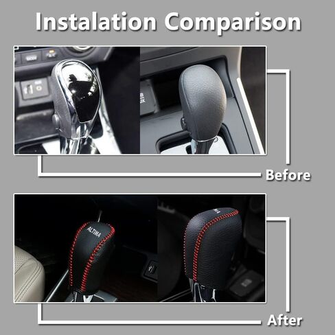 Gear Shift Knob Cover Automatic Transmission Boots Shift Lever Leather Sheath for Nissan ALTIMA 2013-2018 NOT FIT 2.5SR/3.5（Beige Stitches） in Saudi Arabia