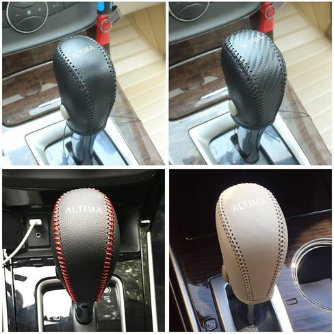 Gear Shift Knob Cover Automatic Transmission Boots Shift Lever Leather Sheath for Nissan ALTIMA 2013-2018 NOT FIT 2.5SR/3.5（Beige Stitches） in Saudi Arabia