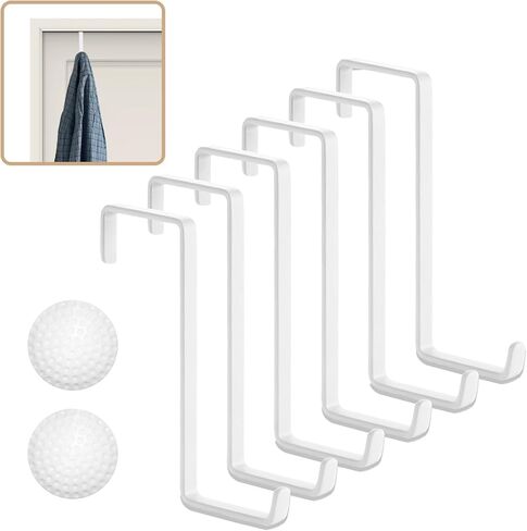 Over The Door Hooks for Hanging, 6 Pack Z-Shaped Door Hanger Hooks, Suitable for 13/8" and 13/4"Thick Door, White Door Hooks for Bathroom, Kitchen, Hanging Towels, Clothes, Coat, Bag in Kuwait