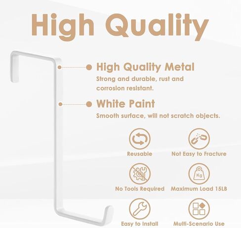Over The Door Hooks for Hanging, 6 Pack Z-Shaped Door Hanger Hooks, Suitable for 13/8" and 13/4"Thick Door, White Door Hooks for Bathroom, Kitchen, Hanging Towels, Clothes, Coat, Bag in Kuwait