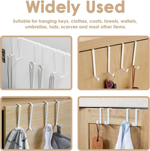 Over The Door Hooks for Hanging, 6 Pack Z-Shaped Door Hanger Hooks, Suitable for 13/8" and 13/4"Thick Door, White Door Hooks for Bathroom, Kitchen, Hanging Towels, Clothes, Coat, Bag in Kuwait