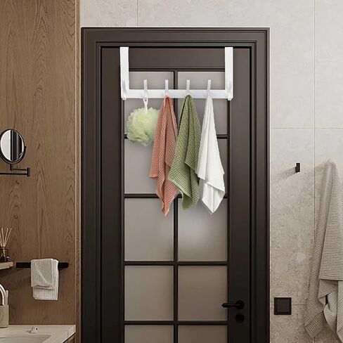 Over The Door Hooks, Back of Door Coat Hanger, Towel Racks for Bathroom with 12 Coat Hooks for Hanging Clothes, Black in Saudi Arabia