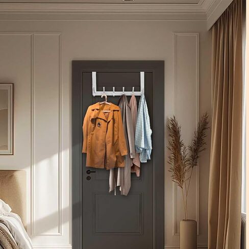 Over The Door Hooks, Back of Door Coat Hanger, Towel Racks for Bathroom with 12 Coat Hooks for Hanging Clothes, Black in Saudi Arabia