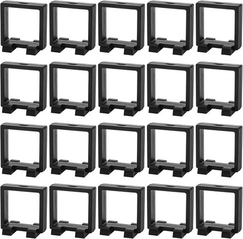Dicunoy 20 PCS 3D Floating Display Cases, 2.2" Black Coins Display Frame with Stands, Floating Jewelry Holder Cases for Crystal Shells, Fossils, Gems, Pearl, Minerals, Rocks, Pins in Saudi Arabia