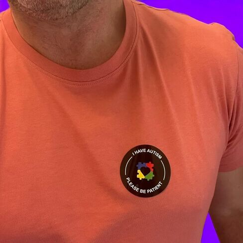 Autism Awareness Stickers - I Have Autism Please Be Patient - 6cm Circular (Black, 5) in Kuwait