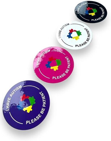 Autism Awareness Stickers - I Have Autism Please Be Patient - 6cm Circular (Black, 5) in Kuwait