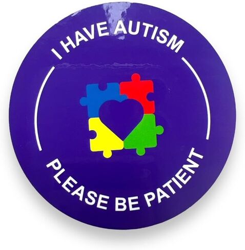 Autism Awareness Stickers - I Have Autism Please Be Patient - 6cm Circular (Black, 5) in Kuwait