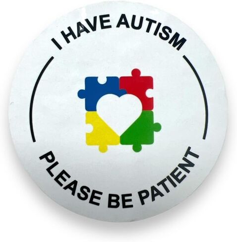Autism Awareness Stickers - I Have Autism Please Be Patient - 6cm Circular (Black, 5) in Kuwait