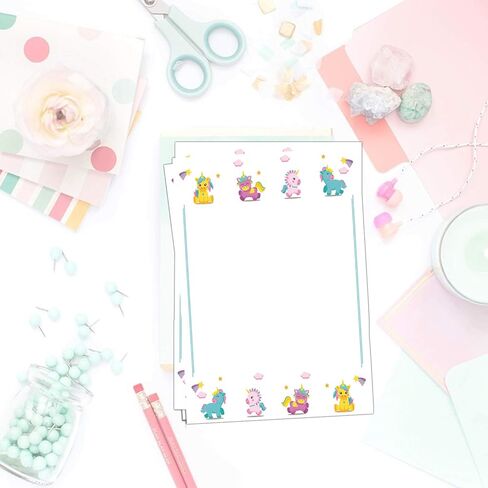 Stationery Writing Paper - 100 Set Floral Letter Notes for DIY Invitation Kit - Perfect Invitations for Bridal Shower, Birthday, Wedding, Engagement Party, VIP, and All Occasions - Green Nature Design in Kuwait