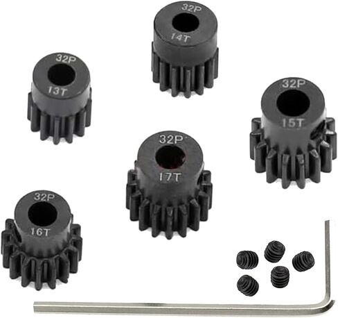 5-Pack Steel Metal 32P 5mm Pinion Motor Gear Sets 13T 14T 15T 16T 17T Compatible with HPI Kyosho Losi Axial Tamiya 1/8 1/10 RC Car Monster Truck Buggy in Kuwait
