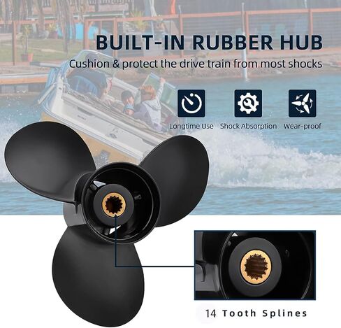 مروحة القارب 10.3x13 مروحة من الألومنيوم تناسب BRP Johnson Evinrude OMC Stern Drive 15-35 HP 14 قطع أسنان خدد رقم 778863 RH in Kuwait