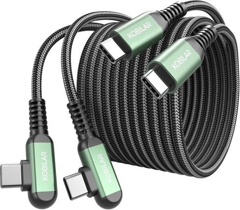 10ft USB C to USB C Cable, Type C Charger Cord Right Angle 2pack, 60W Fast Charger USB C 90 Degree for iPhone 16/17 Pro Max Plus, iPad Pro, USB C Cable for Samsung S25 S24 S23 in Kuwait