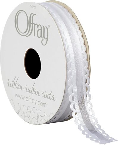 Offray 5/8" Wide Options Sheer Craft and Decorative Ribbon, 9 Total Feet, White in Saudi Arabia
