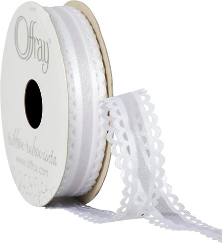 Offray 5/8" Wide Options Sheer Craft and Decorative Ribbon, 9 Total Feet, White in Saudi Arabia