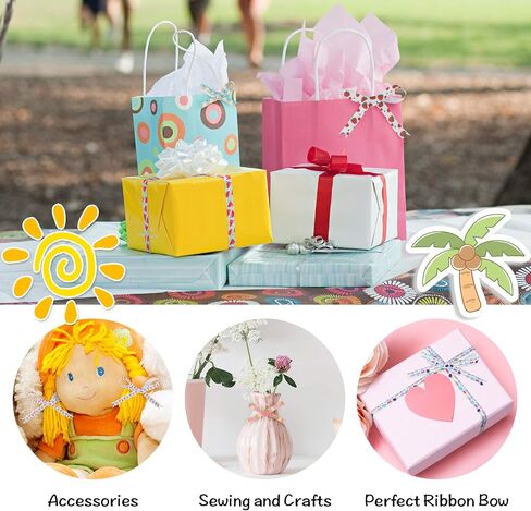50 Yard Grosgrain Ribbon Summer Fruit Trims Printed Grosgrain Ribbons Ice Cream Sunflower Beach Pattern for Gift Wrapping Home Decor 3/8 Inch X 5 Yard (Pack of 10) in Saudi Arabia