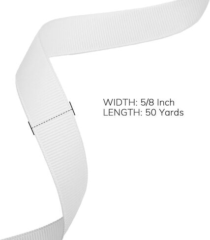 5/8 inch White Grosgrain Ribbon 50 Yards for Gift Wrapping Weddings DIY Floral Decor Sewing & More in Saudi Arabia
