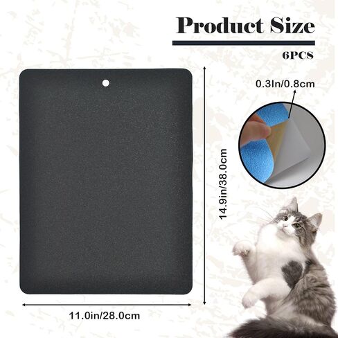 6 PCS Cat Nail File Scratcher,11.0x14.9''Nail File for Cats Scratch Liner,Cat Nail Scratching Strips with Hanging Hole Peel Stick Kitten Scratching Manicure Sandpaper for Litter Box(Black) in Saudi Arabia