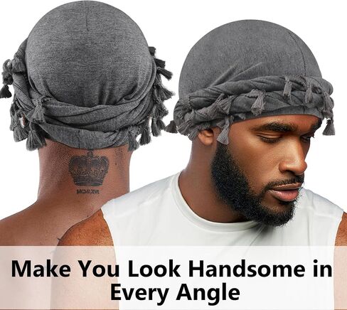 Satin Lined Halo Turban for Men Women Vintage Head Wraps Beanies Sleep Cap Turban Durag for Locs Dreadlocks in Saudi Arabia