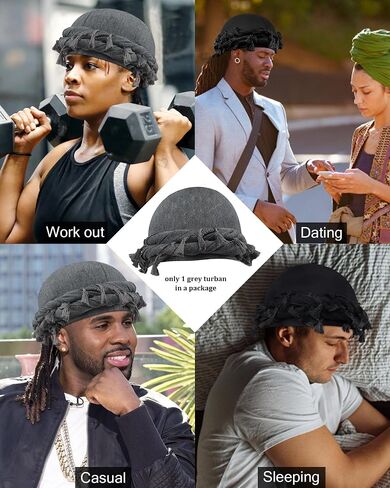 Satin Lined Halo Turban for Men Women Vintage Head Wraps Beanies Sleep Cap Turban Durag for Locs Dreadlocks in Saudi Arabia