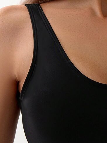 MakeMeChic Women's Tummy Control One Piece Swimsuit Backless Crew Neck Solid Summer Bathing Suit Swimwear in Saudi Arabia
