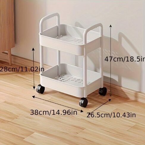 3 or 4 or 5 Tier Rolling Utility Cart with Handle - Multi-Functional Storage Trolley for Office, Living Room, Kitchen - Movable Organizer on Wheels (White) in Saudi Arabia