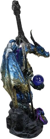 Ebros Gift Legendary Pacific Blue Metallic Armored Knight Dragon Holding Blue Orb Sphere and Draconian Sword Letter Opener Figurine Home Office Decorative Sculpture Medieval Dungeons Dragons Fantasy in Saudi Arabia